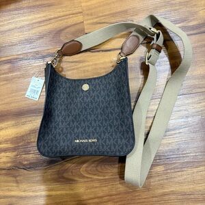 Michael Kors Black and Brown Monogram Crossbody Bag